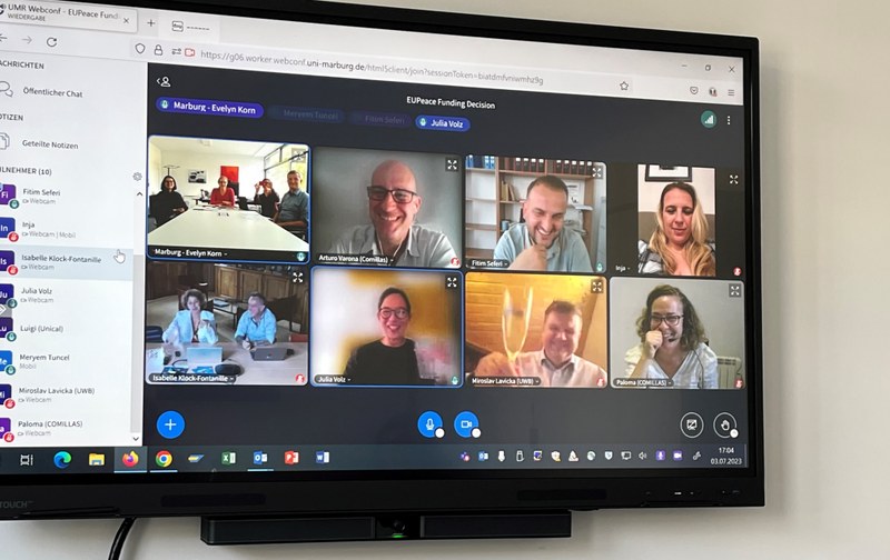 Screenphoto of the online meeting of EUPeace members on July 3rd