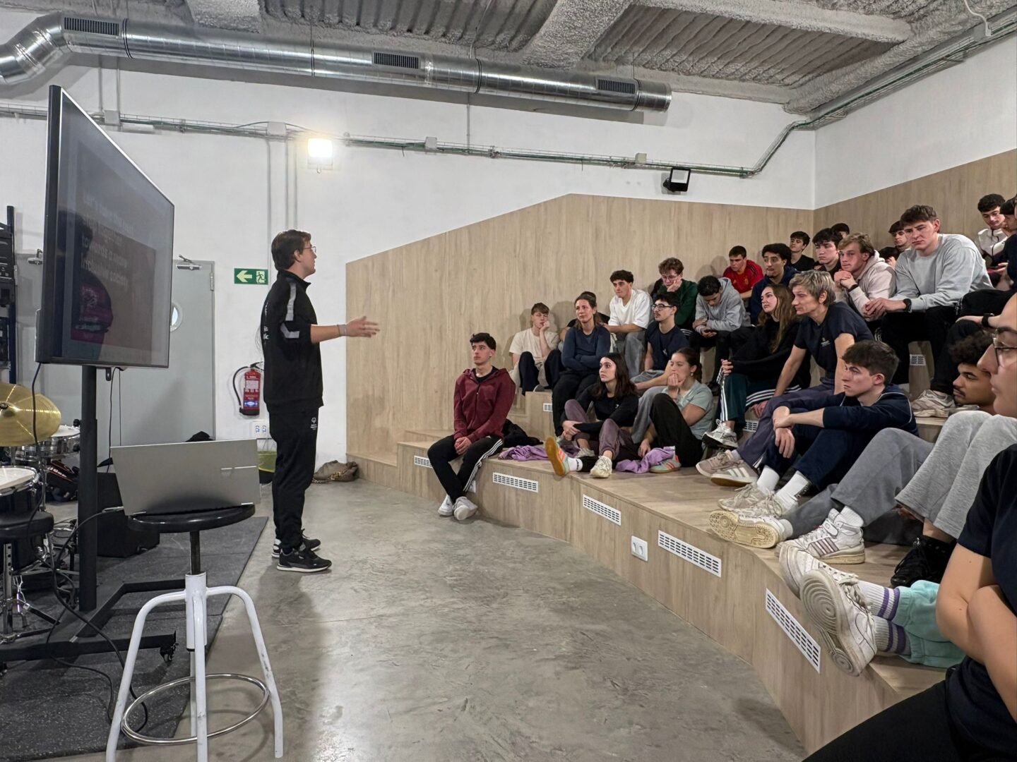 Instructor leading a workshop with students.