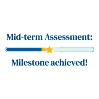 Progress chart showing EUPeace mid-term assessment milestone achieved