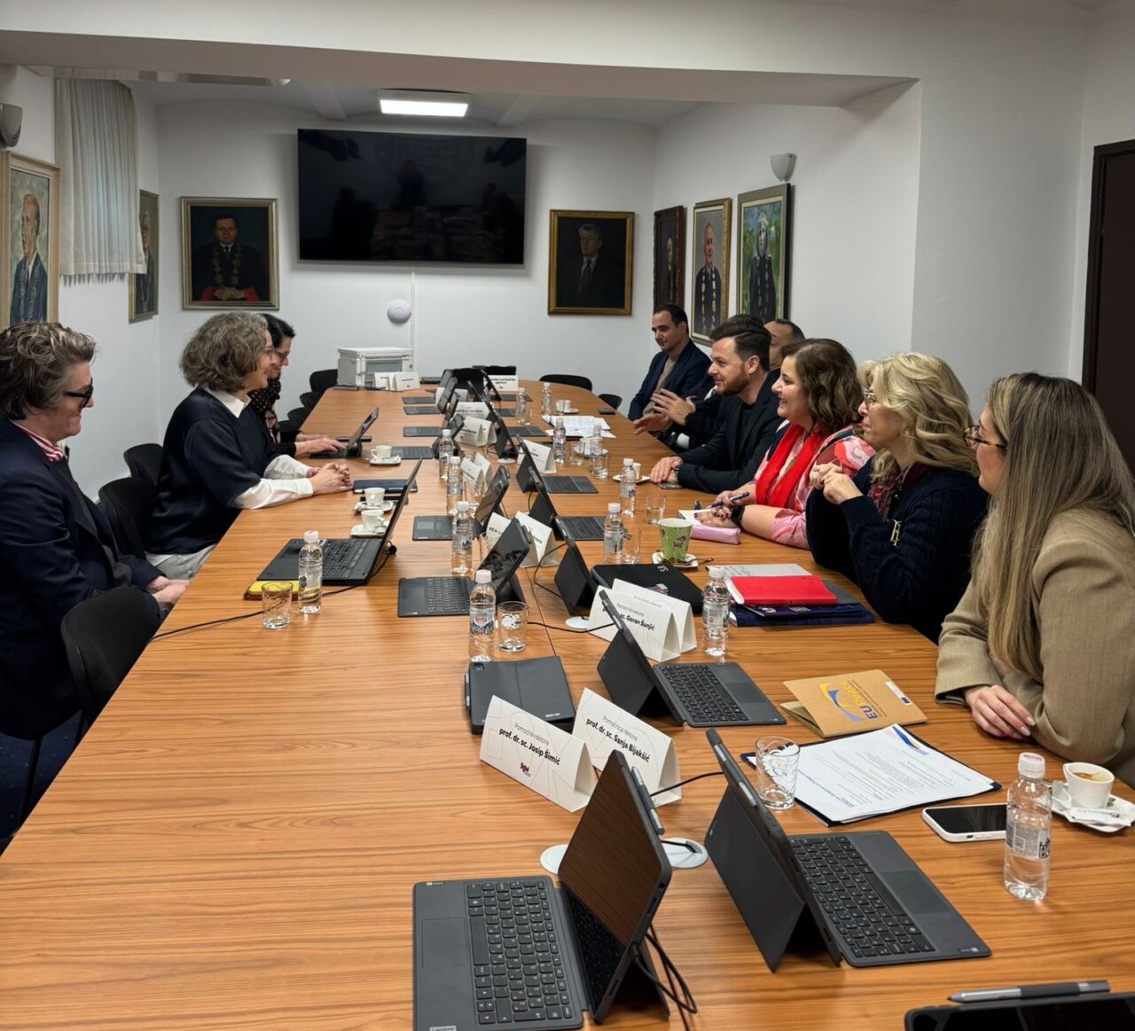 Representatives of Marburg University and the University of Mostar during a meeting at the University of Mostar.
