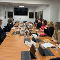 Representatives of Marburg University and the University of Mostar during a meeting at the University of Mostar.