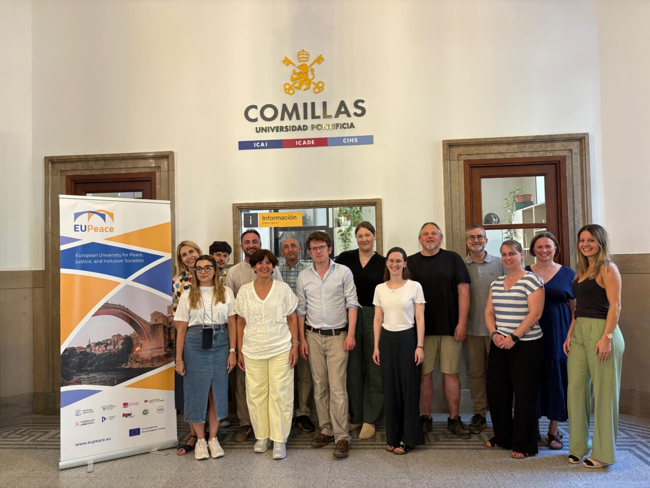 Group photo of the EUPeace curriculum team at Comillas Pontifical University in Madrid.