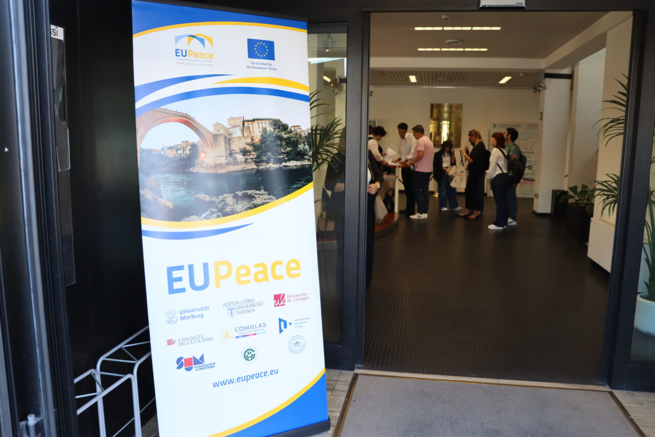 Entrance to the Beniamino Andreatta Congress Centre for the EUPeace conference.