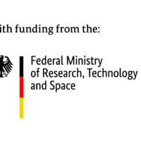 English logo of the German "Federal Ministry of Research, Technology, and Space" with text above the logo saying "With funding from the"