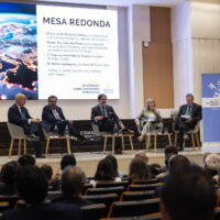 Francisco Javier Sánchez Segura, Margaritis Schinas, Ana Pastor, and Andrés Sendagorta sit at a roundtable discussion moderated by Emilio Sáenz-Francés during the presentation of the Chair on Strategic Autonomy Studies at Comillas Pontifical University on October 23, 2025.