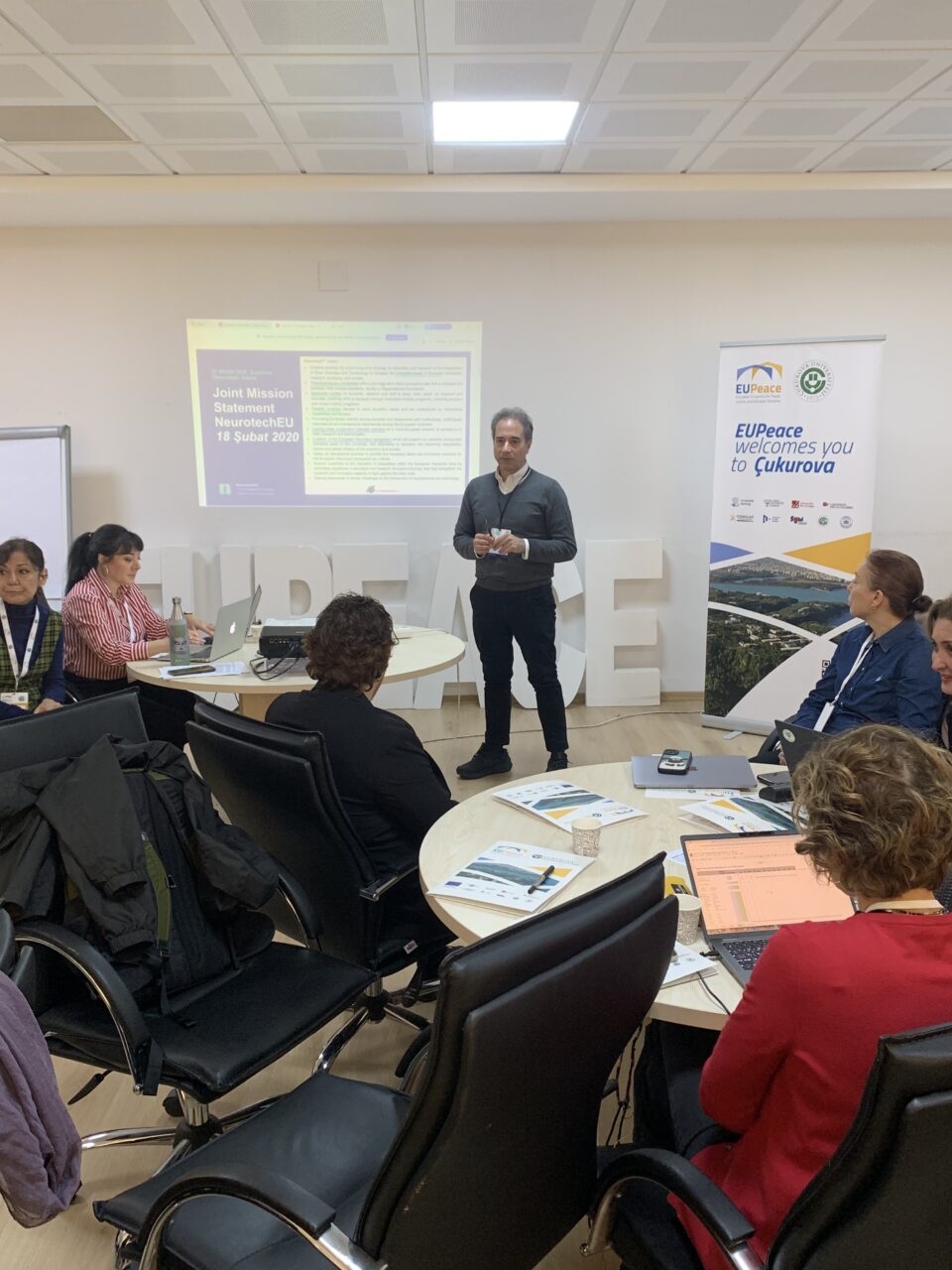 Prof. Dr Can Yücesoy from Boğaziçi University delivering a presentation on the progress and current status of European University alliance member institutions.